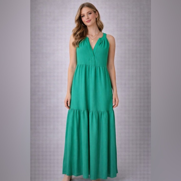 Calvin Klein Dresses & Skirts - Calvin Klein Green Tiered Maxi‎ Dress